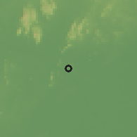 Shaded relief of the 59 km around Vijayawāda, drawn from the GMTED2010 grid