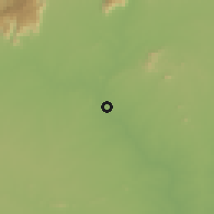 Shaded relief of the 60 km around Vīrappanchatram, drawn from the GMTED2010 grid