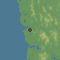 Shaded relief of the 59 km around Virār, drawn from the GMTED2010 grid