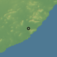 Shaded relief of the 59 km around Visakhapatnam, drawn from the GMTED2010 grid