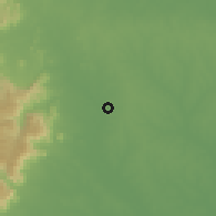 Shaded relief of the 58 km around Bāripada, drawn from the GMTED2010 grid