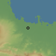 Shaded relief of the 60 km around Babakan, drawn from the GMTED2010 grid