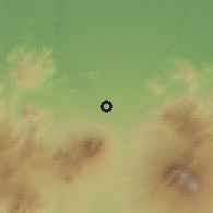 Shaded relief of the 60 km around Ciomas, drawn from the GMTED2010 grid
