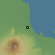 Shaded relief of the 60 km around Cirebon Barat, drawn from the GMTED2010 grid