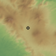 Shaded relief of the 60 km around Curup, drawn from the GMTED2010 grid