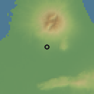 Shaded relief of the 60 km around Bae, drawn from the GMTED2010 grid