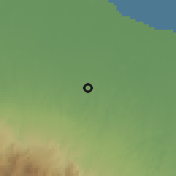 Shaded relief of the 60 km around Deli Tua, drawn from the GMTED2010 grid