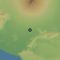 Shaded relief of the 60 km around Depok, drawn from the GMTED2010 grid