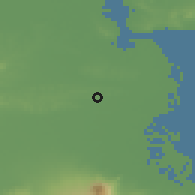 Shaded relief of the 60 km around Driyorejo, drawn from the GMTED2010 grid