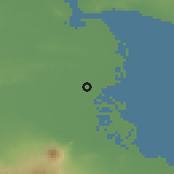 Shaded relief of the 60 km around Gedangan, drawn from the GMTED2010 grid