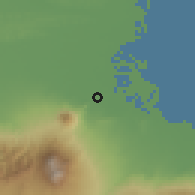 Shaded relief of the 60 km around Gempol, drawn from the GMTED2010 grid
