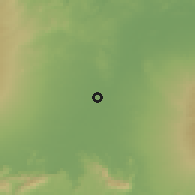 Shaded relief of the 60 km around Grogol, drawn from the GMTED2010 grid