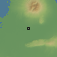 Shaded relief of the 60 km around Jati, drawn from the GMTED2010 grid