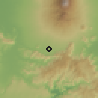 Shaded relief of the 60 km around Jatiroto, drawn from the GMTED2010 grid