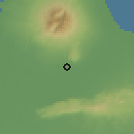 Shaded relief of the 60 km around Jeluko, drawn from the GMTED2010 grid