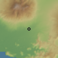 Shaded relief of the 60 km around Jember, drawn from the GMTED2010 grid