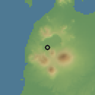 Shaded relief of the 60 km around Balaraja, drawn from the GMTED2010 grid