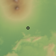 Shaded relief of the 60 km around Jogonalan, drawn from the GMTED2010 grid