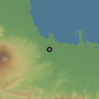 Shaded relief of the 60 km around Karangsembung, drawn from the GMTED2010 grid