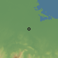 Shaded relief of the 60 km around Karawang, drawn from the GMTED2010 grid