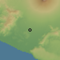 Shaded relief of the 60 km around Kasihan, drawn from the GMTED2010 grid