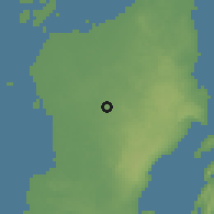 Shaded relief of the 60 km around Katobu, drawn from the GMTED2010 grid