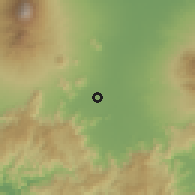 Shaded relief of the 60 km around Kauman, drawn from the GMTED2010 grid