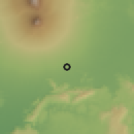 Shaded relief of the 60 km around Kebonarum, drawn from the GMTED2010 grid