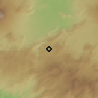 Shaded relief of the 60 km around Kemang, drawn from the GMTED2010 grid