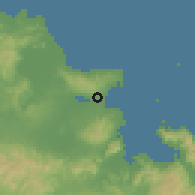 Shaded relief of the 60 km around Kendari, drawn from the GMTED2010 grid