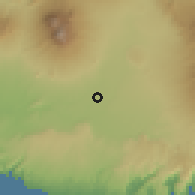 Shaded relief of the 60 km around Kepanjen, drawn from the GMTED2010 grid