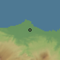 Shaded relief of the 60 km around Ketapang, drawn from the GMTED2010 grid