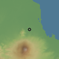 Shaded relief of the 60 km around Klangenan, drawn from the GMTED2010 grid