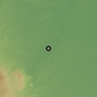Shaded relief of the 60 km around Kota Bumi, drawn from the GMTED2010 grid