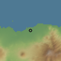 Shaded relief of the 60 km around Kraksaan, drawn from the GMTED2010 grid
