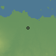 Shaded relief of the 60 km around Kresek, drawn from the GMTED2010 grid