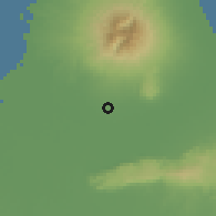 Shaded relief of the 60 km around Kudus, drawn from the GMTED2010 grid