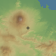 Shaded relief of the 60 km around Kuningan, drawn from the GMTED2010 grid