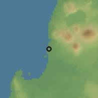 Shaded relief of the 60 km around Labuhan, drawn from the GMTED2010 grid