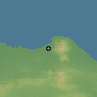 Shaded relief of the 60 km around Lasem, drawn from the GMTED2010 grid