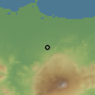 Shaded relief of the 60 km around Lebaksiu, drawn from the GMTED2010 grid