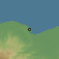 Shaded relief of the 60 km around Lhokseumawe, drawn from the GMTED2010 grid