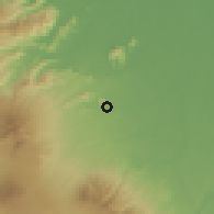 Shaded relief of the 60 km around Lubuk Linggau, drawn from the GMTED2010 grid