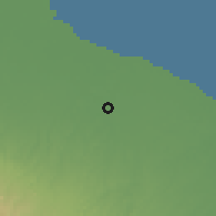 Shaded relief of the 60 km around Lubuk Pakam, drawn from the GMTED2010 grid