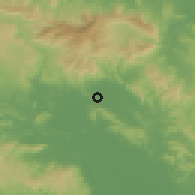 Shaded relief of the 60 km around Majenang, drawn from the GMTED2010 grid