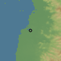 Shaded relief of the 60 km around Makasar, drawn from the GMTED2010 grid