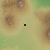 Shaded relief of the 60 km around Malang, drawn from the GMTED2010 grid