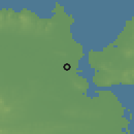 Shaded relief of the 60 km around Manyar, drawn from the GMTED2010 grid