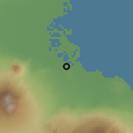 Shaded relief of the 60 km around Bangil, drawn from the GMTED2010 grid