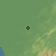 Shaded relief of the 60 km around Martapura, drawn from the GMTED2010 grid